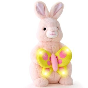 FAO Schwarz 12" glow brights bunny plush holding a butterfly! NWT